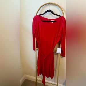 NWT- Calvin Klein Tie Waist Split Sleeve Midi